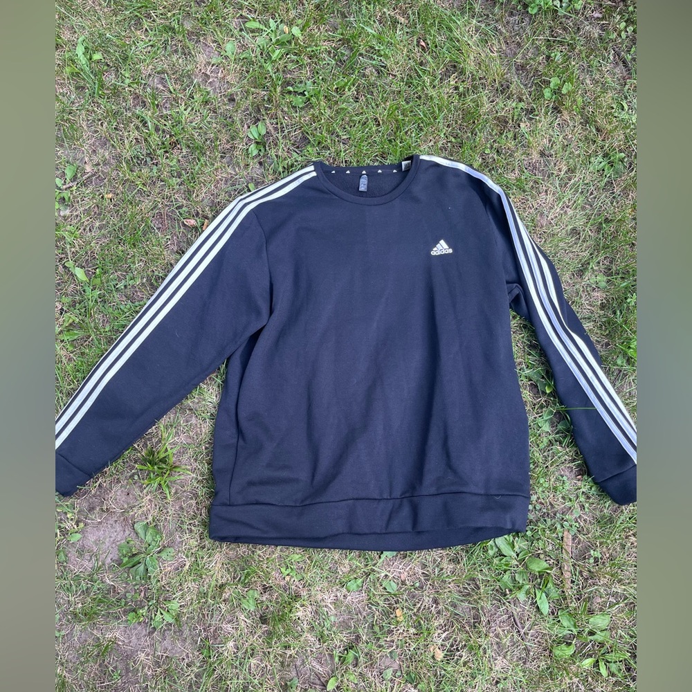 Mens’ Adidas 3 Stripes Black Crewneck Sweater